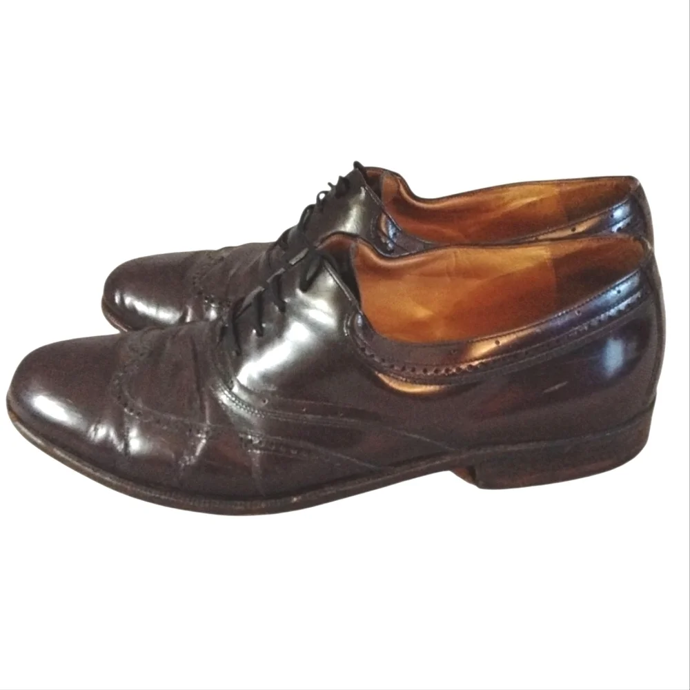 Vintage Bally Lenox Prestige Brown Wing Tip Oxfords Men's Size 7 D